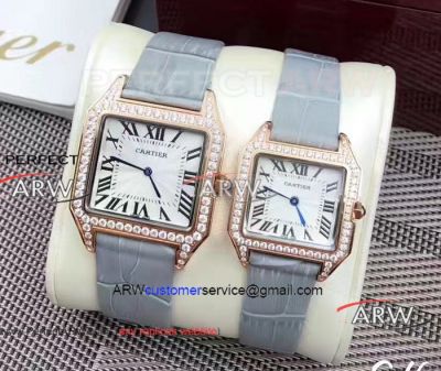 Perfect Replica Cartier Santos Dumont Lovers Watch Rose Gold